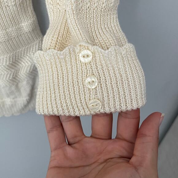 VTG Knit Sweater Pullover Cottagecore Coastal Nancy Meyers Scallop Petite Medium - Picture 6 of 9